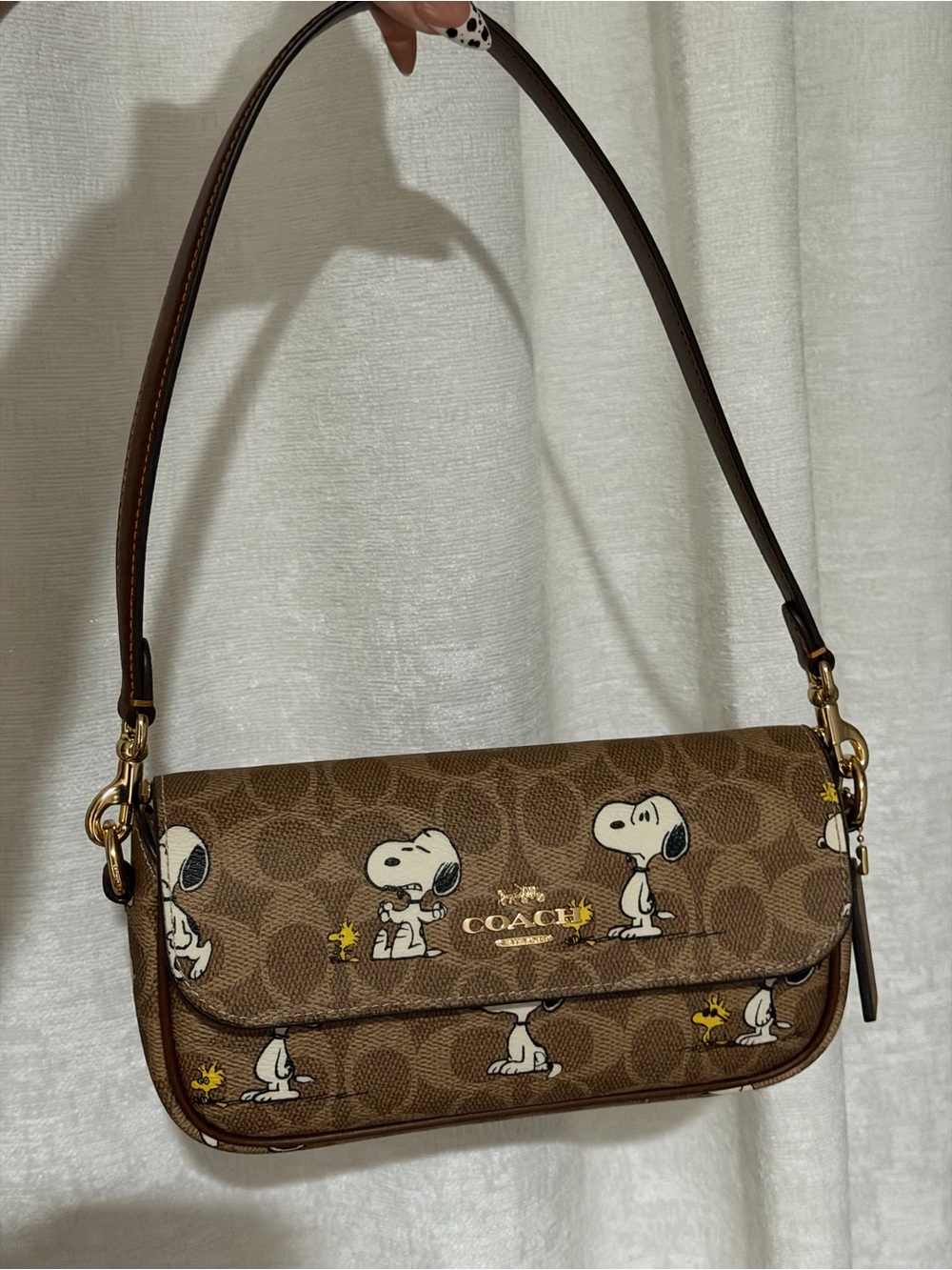 Coach Brown Snoopy Print Signature Hailey Bag
